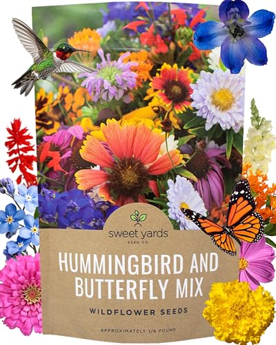 Bulk Wildflower Seeds Butterfly and Humming Bird Mix - 1/4 Pound Bag - Over 30,000 Open Pollinated Annual and Perennial Seeds - size: 1/4 Pound