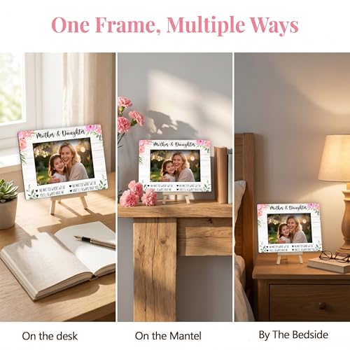 Mom Picture Frame | Flower Mothers Day Photo Frame 4×6, Memorial Picture Frames for Mother's Day Birthday Gifts - color: Pink Flower