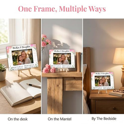 Mom Picture Frame | Flower Mothers Day Photo Frame 4×6, Memorial Picture Frames for Mother's Day Birthday Gifts - color: Pink Flower