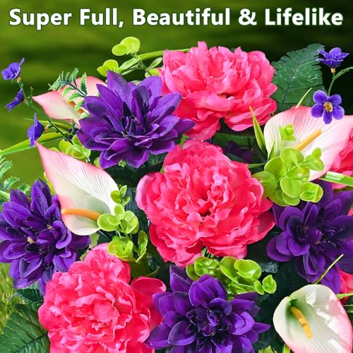 2 Set Artificial Cemetery Flowers for Grave Memorial Flowers for Cemetery