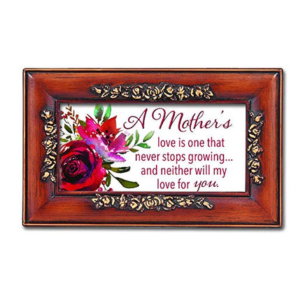 A Mother's Love Petite Rose Woodgrain Music Box Plays Wind Beneath My Wings