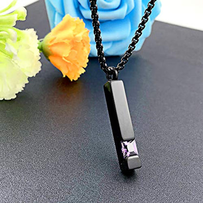YOUFENG Urn Necklaces for Ashes Birthstone Cube Urns for Human Ashes Memorial Cremation Urn Locket Keepsake Ashes Jewelry - style: February
