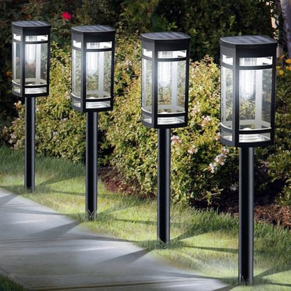 EXCMARK 12 Pack Solar Pathway Lights Outdoor Waterproof, Cool White | Edison-style bulb, Garden Pathway Walkway Driveway Lights, Yard Lawn, Decorative Landscape Lighting - style: Cool white light