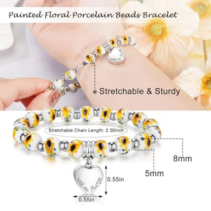 XIUDA Heart Cremation Memorial Urn Bracelet 316L Stainless Steel Keepsake Jewelry Urn Bracelet for Ashes for Women-With Me Always - style: Yellow Flower