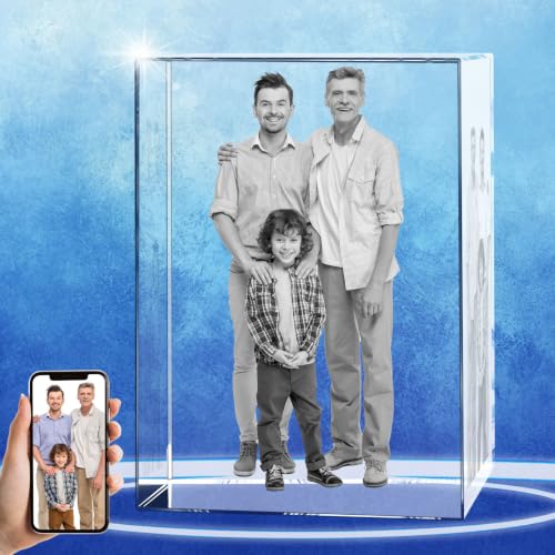 Personalized 3D Crystal Photo, Customized Laser Engraved Glass Picture Frame, Great Anniversary, Birthday, Christmas, Memorial Gifts for Women, Men, Dad, Mom (Portrait, X-Large) - color: Portrait, size: X-Large