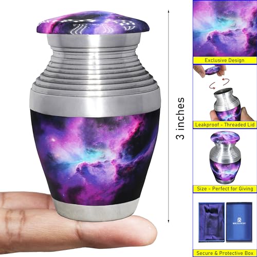 M MEILINXU Small Galaxy Urn, Purple Keepsake Urns, Mini Urn for Human Ashes - color: Purple, size: Small / Keepsake