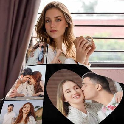 InterestPrint Ship Next DayCustom Couple Blanket with Photo Collage Couple Photo Personalized Photo Blankets for Husband Wife Boyfriend Girlfriend on Valentine's Day Birthday Christmas - color: Couple-color 02