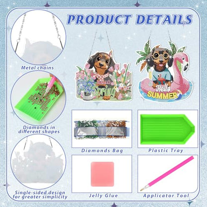 Cinnvoice Seasonal Diamond Art Hanging Kit,12 Pcs,Dachshund | 12 Pcs,Dachshund,Dog Holiday Diamond Art Hanging Sign, Festival Crystal Suncatcher, for Door Window Wall Decor - style: Dachshund