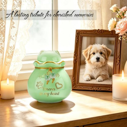 SOITIS Custom Small Pet Urns for Cats Dog 3.54” Urns for Ashes Ceramic Urn - color: Cyan Paw-custom