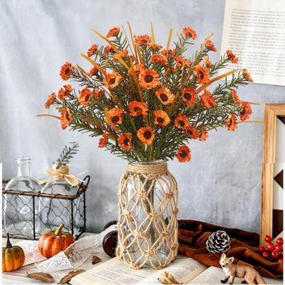 4 Bundles Fall Cemetery Flowers for Grave, Fall Flowers Artificial - color: Fall-4pcs