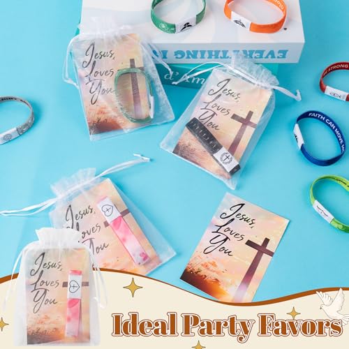 EYxsaxenk NFC Bible Verse Bracelets with Greeting Cards Christian Gift Set
