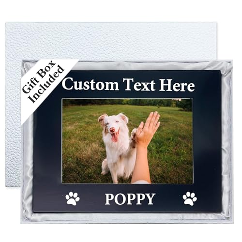 Personalized Dog Picture Frame with Gift Box, 5x7 Aluminum Pet Photo Frame - color: Aluminum Frame, size: Landscape 5X7