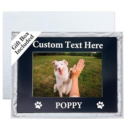 Personalized Dog Picture Frame with Gift Box, 5x7 Aluminum Pet Photo Frame - color: Aluminum Frame, size: Landscape 5X7