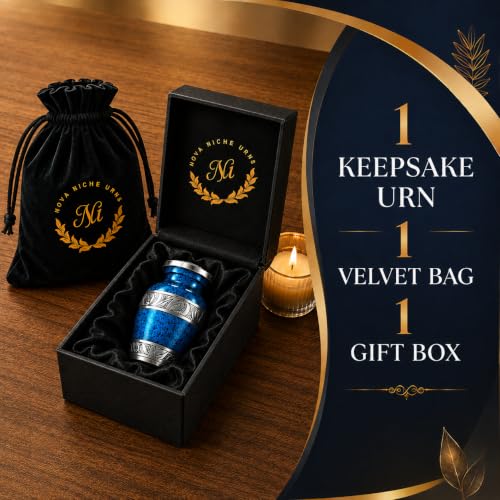 Small Urns for Human Ashes – Blue Keepsake Cremation Urns – Handcrafted Mini Urns for Ashes – Premium Aluminum – Holds 3 Cubic Inches of Ashes – Secure Threaded Lid – for Men & Women - size: Blue Small