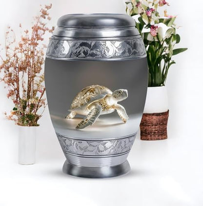 Fantasy Turtle Urn for Human Ashes - Cremation Urn Human Ashes | Turtle Urns for Human Ashes - Funeral Urns for Adult Women - Sea Turtle Urns for Female Large 200 Cubic Inches Velvet Bag - size: 10 inch (Set of 1)