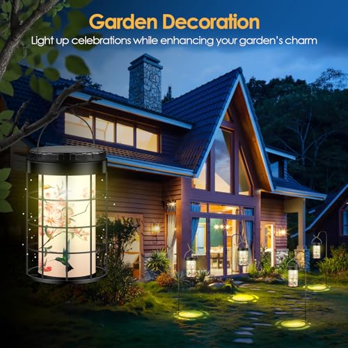 Hummingbird Solar Lanterns Outdoor Waterproof, Solar & USB Dual Charging Options, Garden Decor Hanging Lights, Gifts for Mom Wife Grandma Daughter Friends Sister