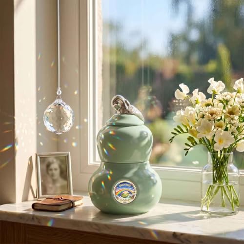 Pet Urn for Ashes, Two Layer Small Ceramic Memorial Urn for Dog Cat, Rainbow Bridge Keepsake Cremation Urn, Pet Loss Remembrance Gift (Rainbow Bridge) - color: Rainbow Bridge