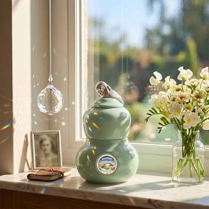 Pet Urn for Ashes, Two Layer Small Ceramic Memorial Urn for Dog Cat, Rainbow Bridge Keepsake Cremation Urn, Pet Loss Remembrance Gift (Rainbow Bridge) - color: Rainbow Bridge