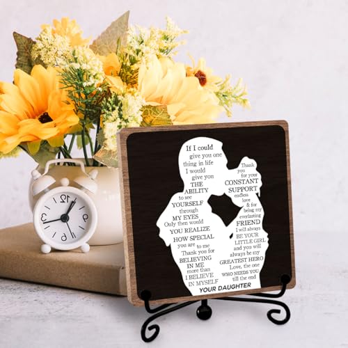 To My Dad Decor, Father Thanks Keepsake from Son Daughter,Heartwarming Sign | Father Appreciation Gift for Men, Thank You Dad Wooden Plaque, Fathers Day Birthday Gifts, Home Office Desk Decorations - style: To my dad
