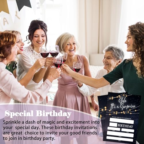 Birthday Invitations - Black Gold Glitter Bday Invites with Envelopes(25-Count) - It's a Surprise Fill-in Invite Cards for Party Supplies Favors Decorations - F06 - style: Shh