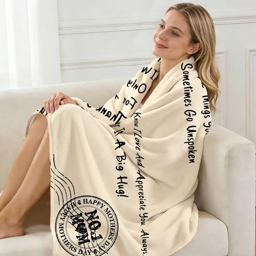 to My Mom Blanket, Travel Stamp Design, I Love You Forever Message, Soft Flannel Blanket for Mother's Day, Christmas, Valentines, Birthday Gift & Home Use 50x60 Inch - color: Mom-5