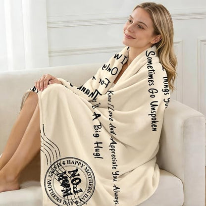 to My Mom Blanket, Travel Stamp Design, I Love You Forever Message, Soft Flannel Blanket for Mother's Day, Christmas, Valentines, Birthday Gift & Home Use 50x60 Inch - color: Mom-5