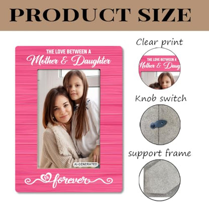 Mother Daughter Photo Frame Gift, Beautiful Mom Birthday Gifts, Christmas Gifts, The Love Between A Mother & Daughter is Forever Photo Frames, Farmhouse Wooden Picture Frame Gift A2 - color: BlueB