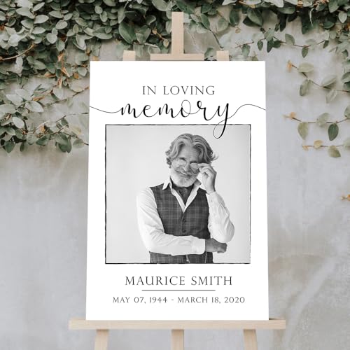 Memorial Sign, Customizable In Loving Memory / Celebration of Life, White Rectangular Plastic Sign, 12'W x 18'L, 18'W x 27'L, 24'W x 36' - color: Background #10