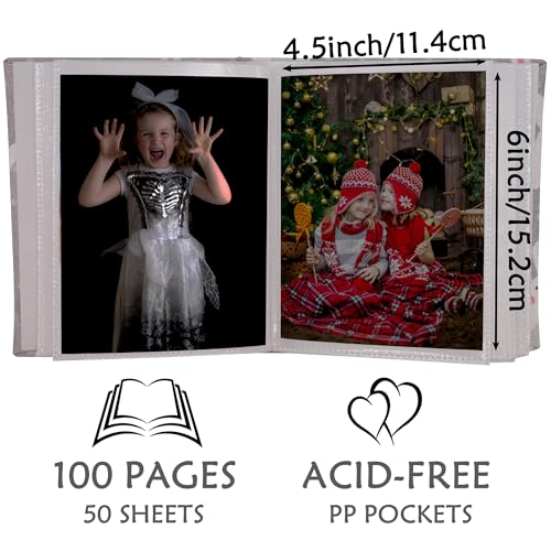 Small Photo Album for Kids, 100 Pockets 4x6 Bookshelf Baby Picture Album, Slip-in Linen Cover Photo Book for Family(Bunny) - color: Rabbit