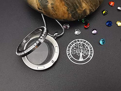 GOKING Family Tree of Life Floating Locket, Familes Are Forever Necklace - color: Silver (Treeoflife 03)
