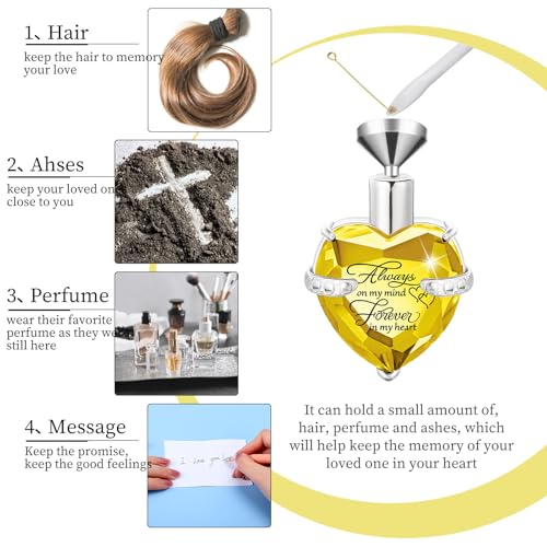 Shimeyao Set of 8 Small Urns for Human Ashes Cremation Urns Keepsake Ash Holders Family Tree Memorial Heart Locket Waterproof for Adults Women Men Loved Ones(Light Yellow) - color: Light Yellow