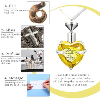 Shimeyao Set of 8 Small Urns for Human Ashes Cremation Urns Keepsake Ash Holders Family Tree Memorial Heart Locket Waterproof for Adults Women Men Loved Ones(Light Yellow) - color: Light Yellow
