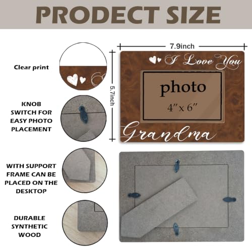 I Love You Grandma Picture Frame, Grandmother Birthday Gift From Grandchild, Tabletop Display Home Decoration, Grandma Gifts Wooden Photo Frame Fitting a 4x6 Inch Photo - color: I Love You Grandma