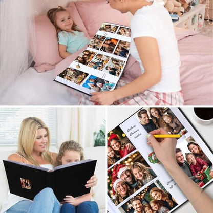 600 Pocket 4x6 Photo Album with Writing Space, Linen Cover, Black - color: 600 Pockets Black