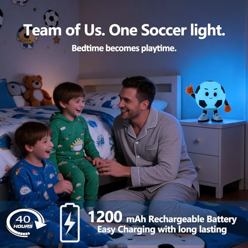Soccer Gifts for Boys Girls, Soccer Night Light，Soft Silicone with Touch Control, 7 RGB Colors, Auto-Off, Dimmable, Rechargeable 1200mAh, Teen Kids Sports Fan Birthday Gifts (Classic) - style: Soccer (Classic)