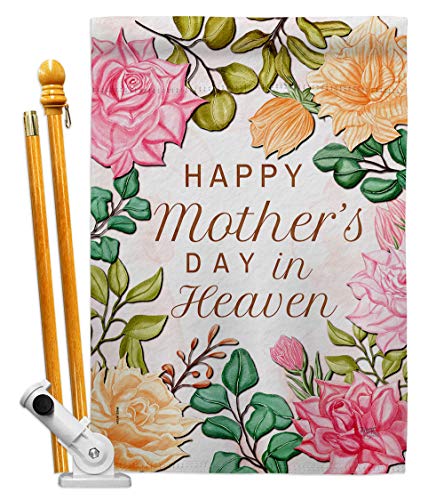Mother In Heaven House Flag - Set Family Mother's Day Mom Mama Grandma Love Flowers Parent Sibling Relatives Grandparent - Decoration Banner Small Garden Yard Gift Double-Sided Made USA 28 X 40 - color: Mothers Day Gift Set Made In USA