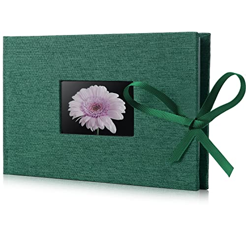 Fabmaker Small Photo Album 4x6, Picture Album, Picture Book, Mini Brag Book | Ribbon Closure, Linen Fabric Cover, Front Window, Sturdy Binding, Acid-free, PVC free, Artwork Weddings Family Boudoir - color: Dark Green, size: 12 Pockets/1PK