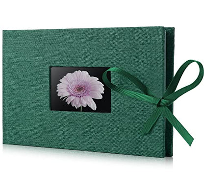 Fabmaker Small Photo Album 4x6, Picture Album, Picture Book, Mini Brag Book | Ribbon Closure, Linen Fabric Cover, Front Window, Sturdy Binding, Acid-free, PVC free, Artwork Weddings Family Boudoir - color: Dark Green, size: 12 Pockets/1PK