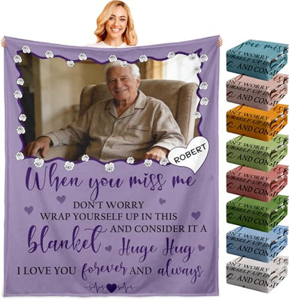 Personalized Sympathy Blanket Custom Memorial Blanket with Photos for Loss of Loved One in Loving Memory Bereavement Grief Gifts for Father Mother Husband Wife Friends (Style-6)