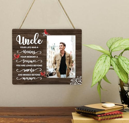 Uncle Memorial Wooden Picture Frame, In Loving Memory Remembrance Photo Frame Gifts for Uncle, Bereavement Sympathy Wooden Frame for Loss of Uncle, 4x6 inch Photo - style: Uncle Remembrance Memorial