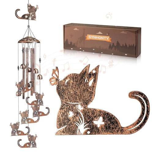 Cat Wind Chimes for Outside,Gardening Gifts for cat Lover，Women，Men，Mom，Birthday Party Decorations,Memorial Gifts,Wind Chimes Outdoors，Indoors,Room,Home,Wall,Garden,Patio,Yard Decor - size: Cat
