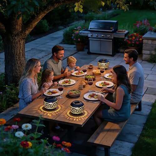 JMEXSUSS Solar Lanterns Outdoor Waterproof, Outdoor Table Lantern for Porch - size: Black 2 Pack