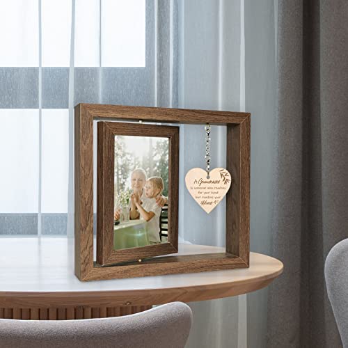 EYITUPC Rotating Grandparents Wood Frame New Grandma Gift First Time | Birthday, Christmas, Mother's Day, Father's Day, Grandparents Day, Grandchildren Granddaughter Grandson, Display 2 4x6 Inch - color: A Grandchild is Someone Who Reaches for Your Hands