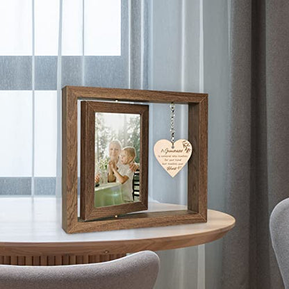 EYITUPC Rotating Grandparents Wood Frame New Grandma Gift First Time | Birthday, Christmas, Mother's Day, Father's Day, Grandparents Day, Grandchildren Granddaughter Grandson, Display 2 4x6 Inch - color: A Grandchild is Someone Who Reaches for Your Hands
