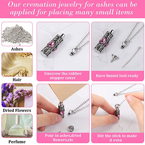 Jexine 10 Pcs Urn Necklace Cremation Jewelry for Men - color: Pink