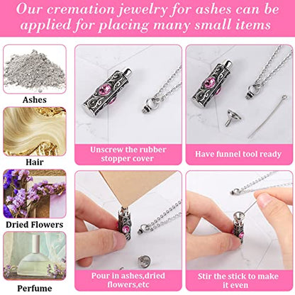 Jexine 10 Pcs Urn Necklace Cremation Jewelry for Men - color: Pink