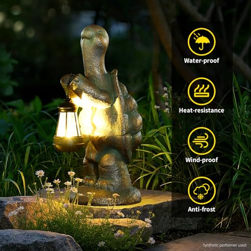 17-Inch Solar Turtle Garden Statue with LED Lantern Outdoor Decor - style: 17in Solar Turtle