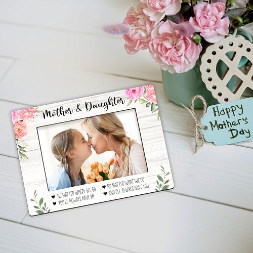DETIHO Mom Picture Frame, 4"x6" Mothers Day Photo Gifts，Mom Wooden Picture - style: floral mother & daughter