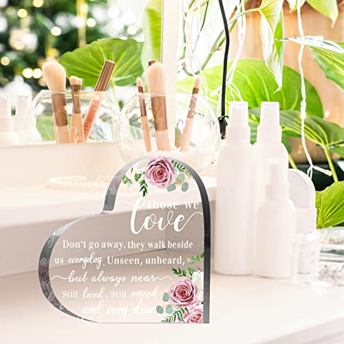 Yookeer Sympathy Gift Bereavement Gift Acrylic Heart in Memorial of Loved One, Loss of Father, Mother Condolence for Table Remembrance Decorations(6 x 6 x 0.6 Inch)