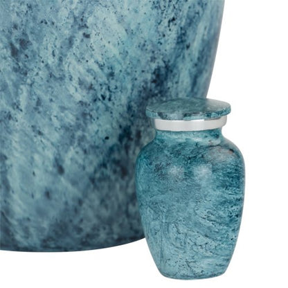 Aluminum Blue Marble Keepsake Cremation Urn, 3 Inches High - color: Aqua Harbor